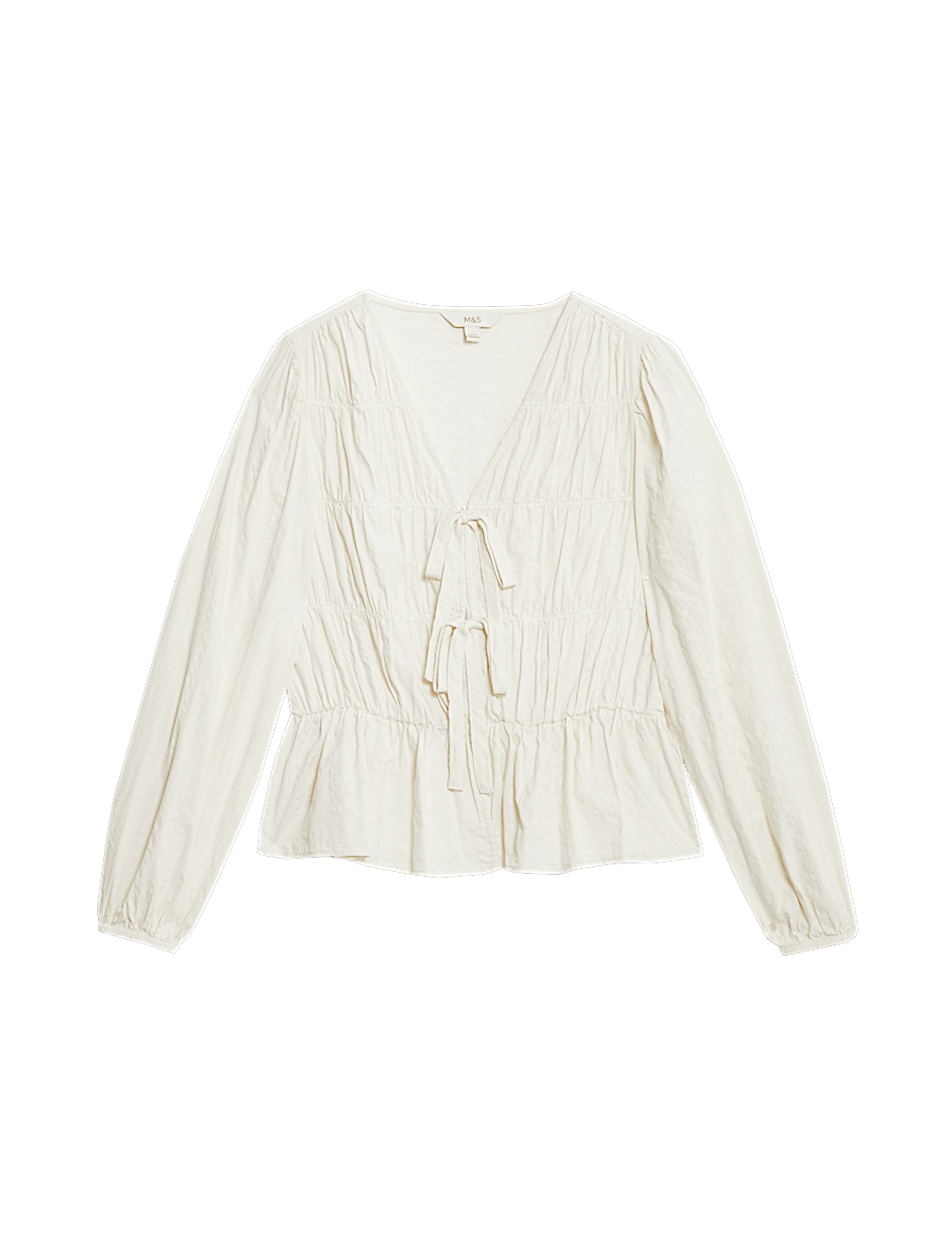 Cotton Rich Tie Front Blouse