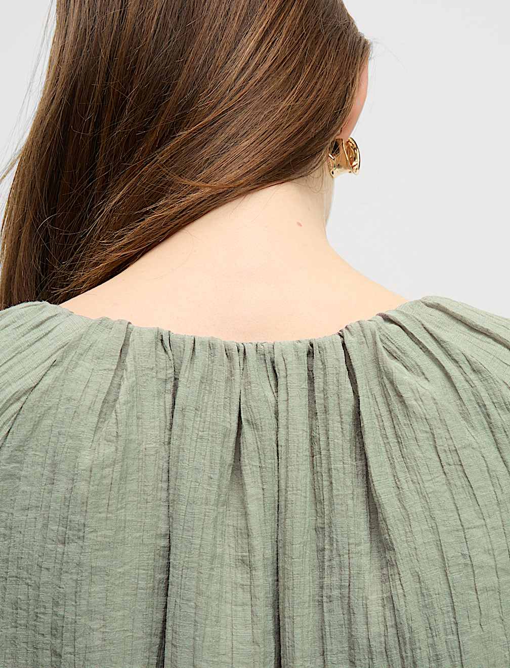 Lyocell Rich Textured Bubble Hem Blouse