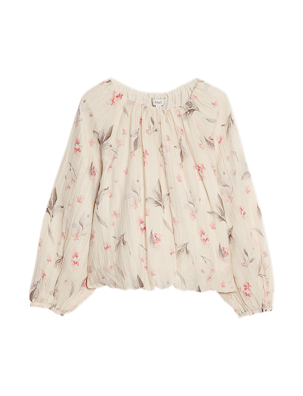 Lyocell Rich Floral Bubble Hem Blouse