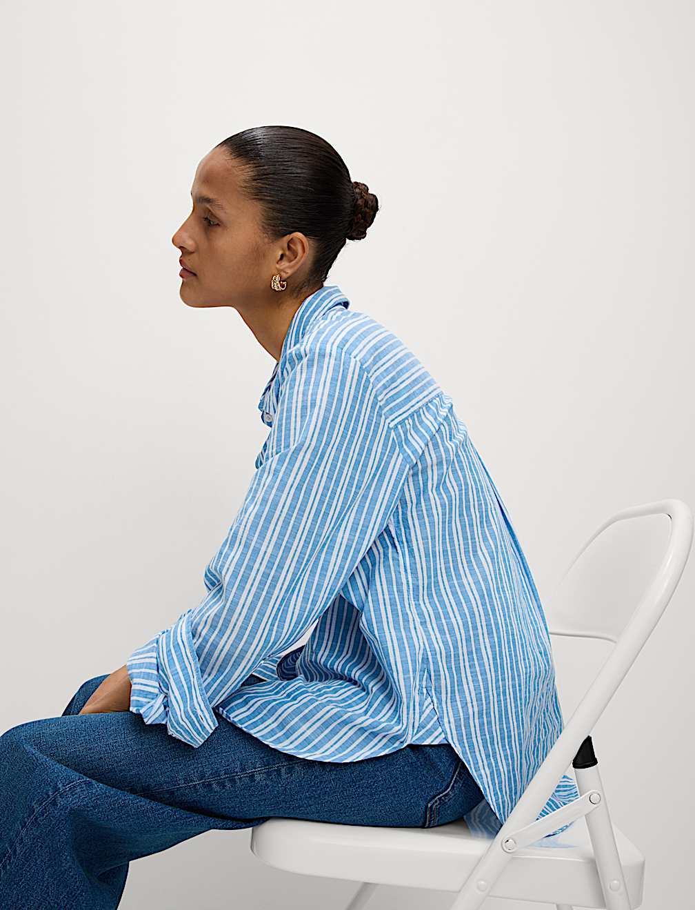 Pure Cotton Striped Collared Shirt