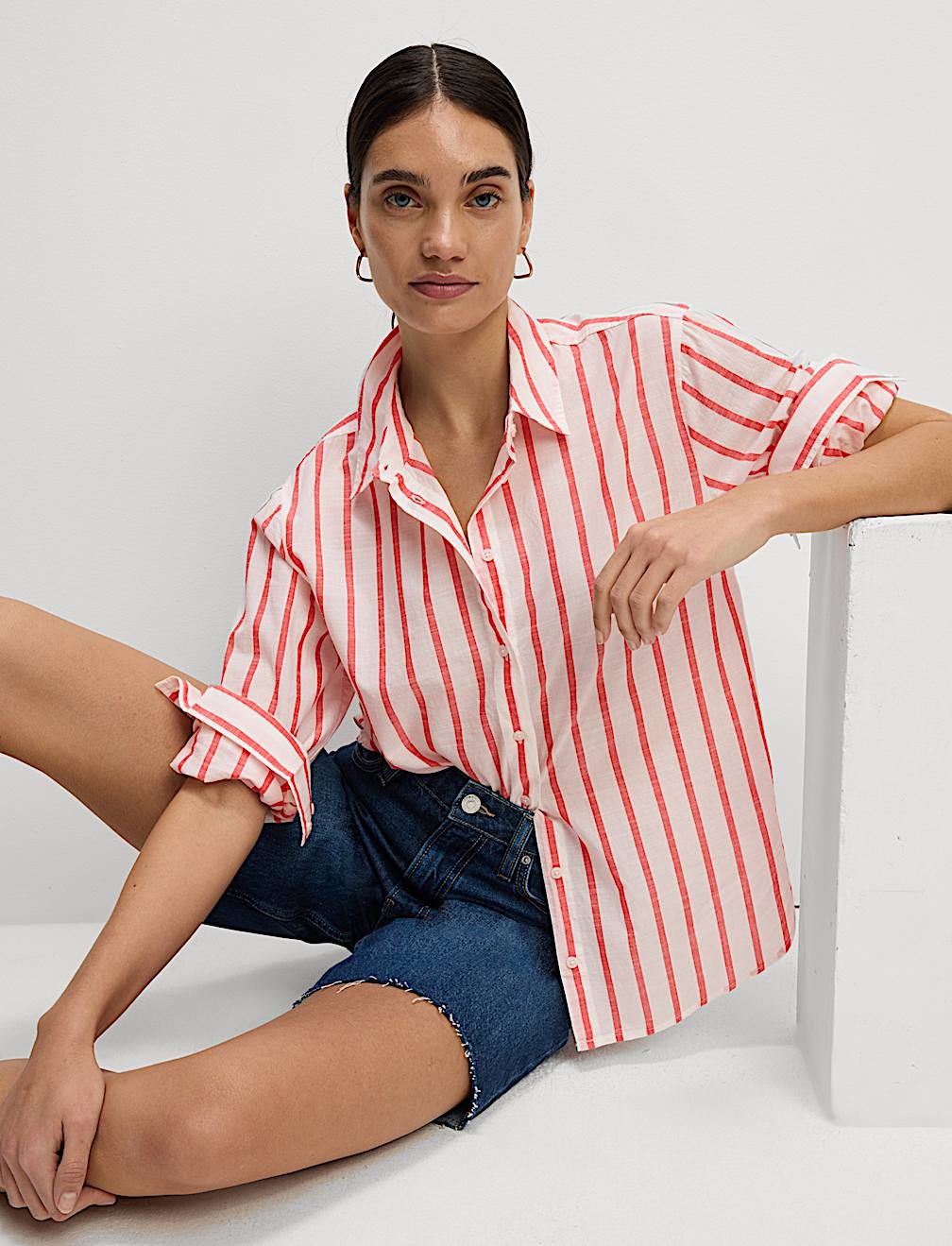 Pure Cotton Striped Collared Shirt