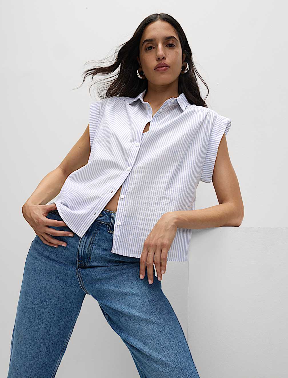 Cotton Rich Sparkly Striped Shirt