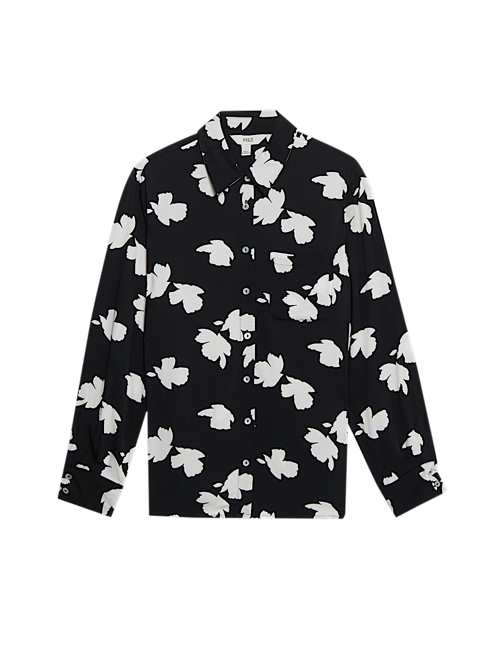 Printed Collared Button Through Blouse