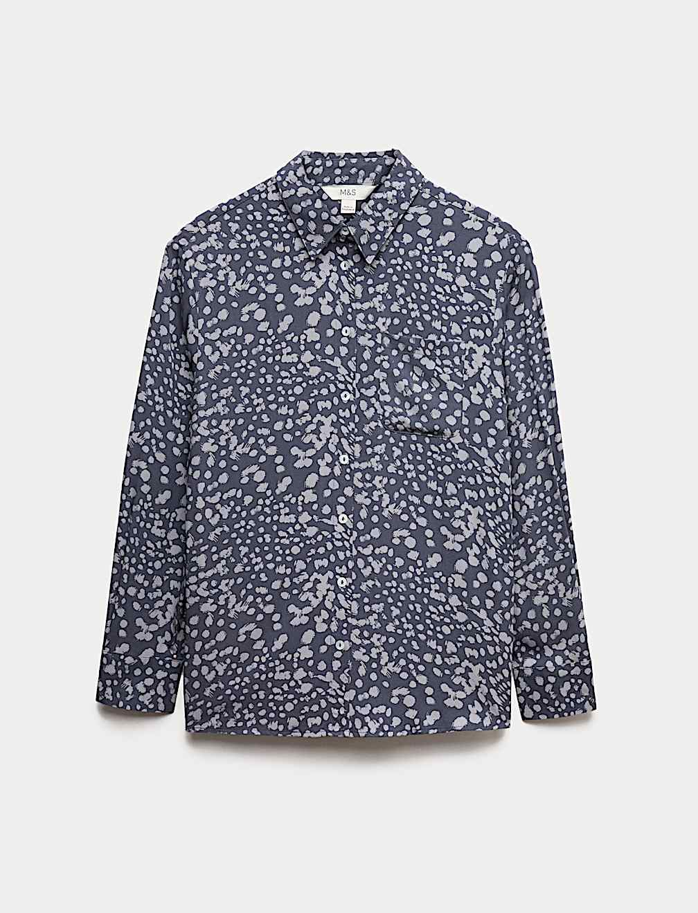 Printed Collared Button Through Blouse