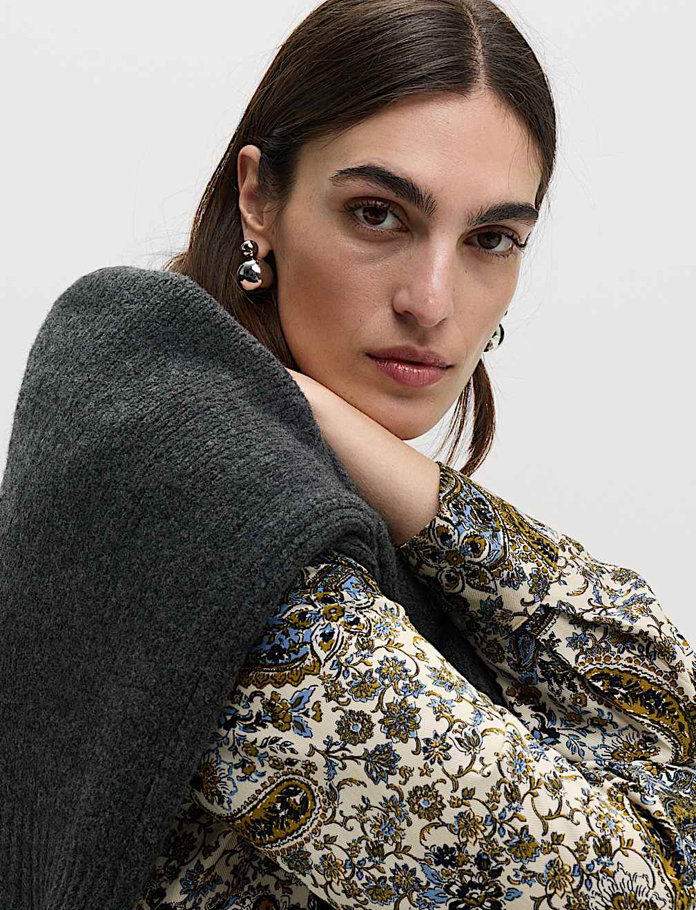 Printed Collared Button Through Blouse