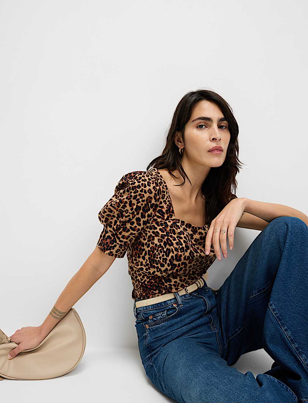 Pure Cotton Animal Print Slim Fit Top