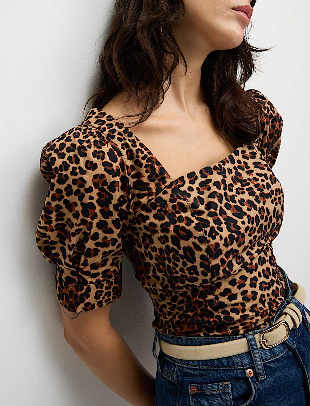Pure Cotton Animal Print Slim Fit Top