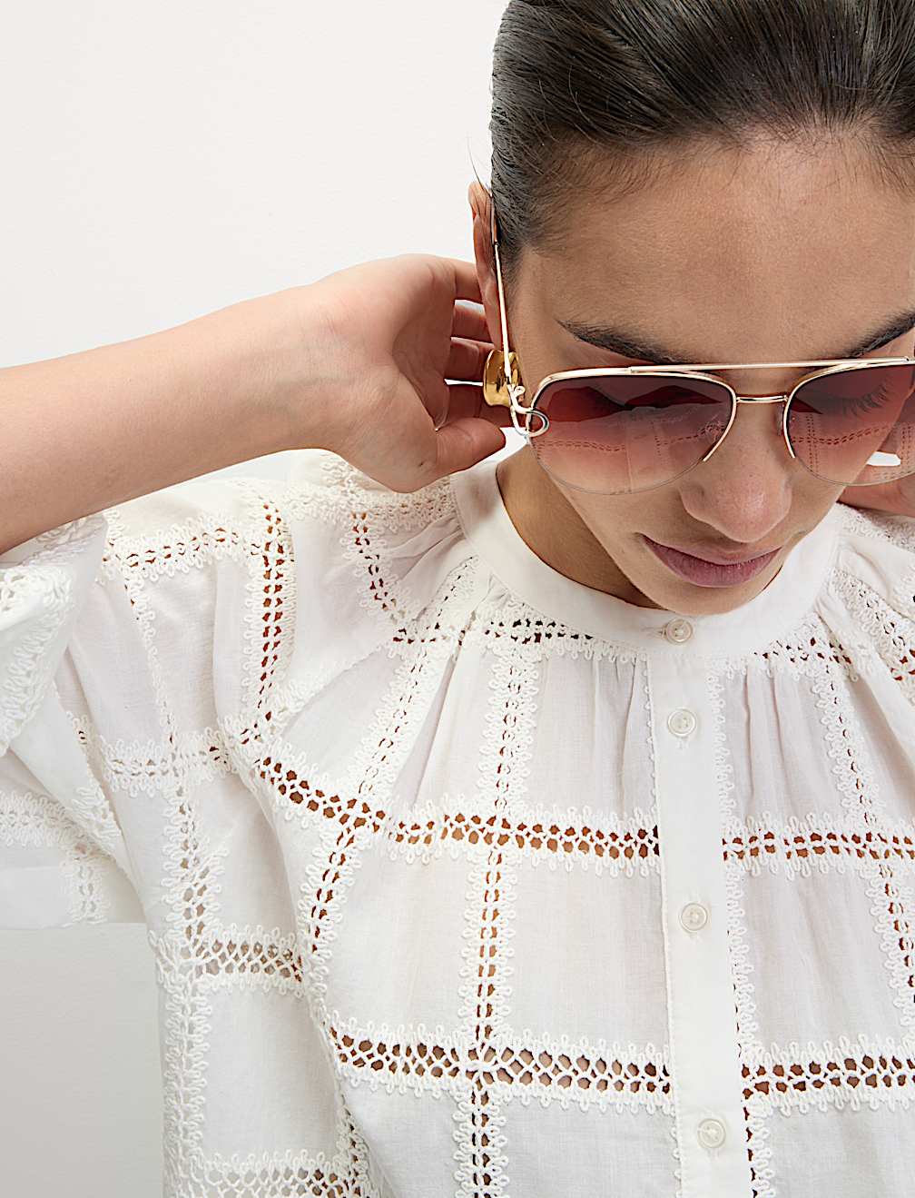 Pure Cotton Broderie Blouse