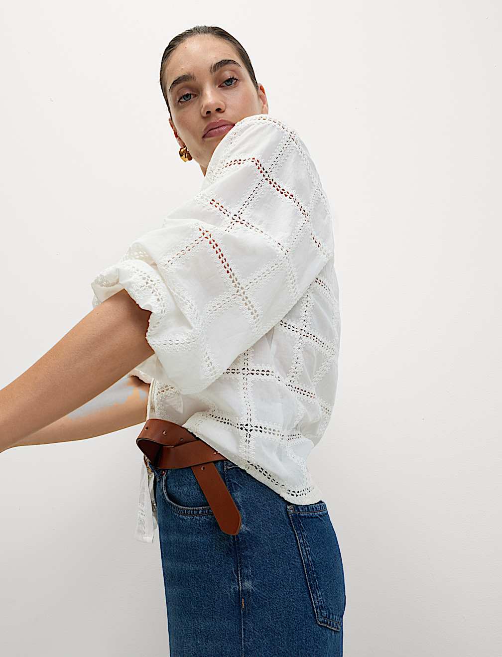 Pure Cotton Broderie Blouse