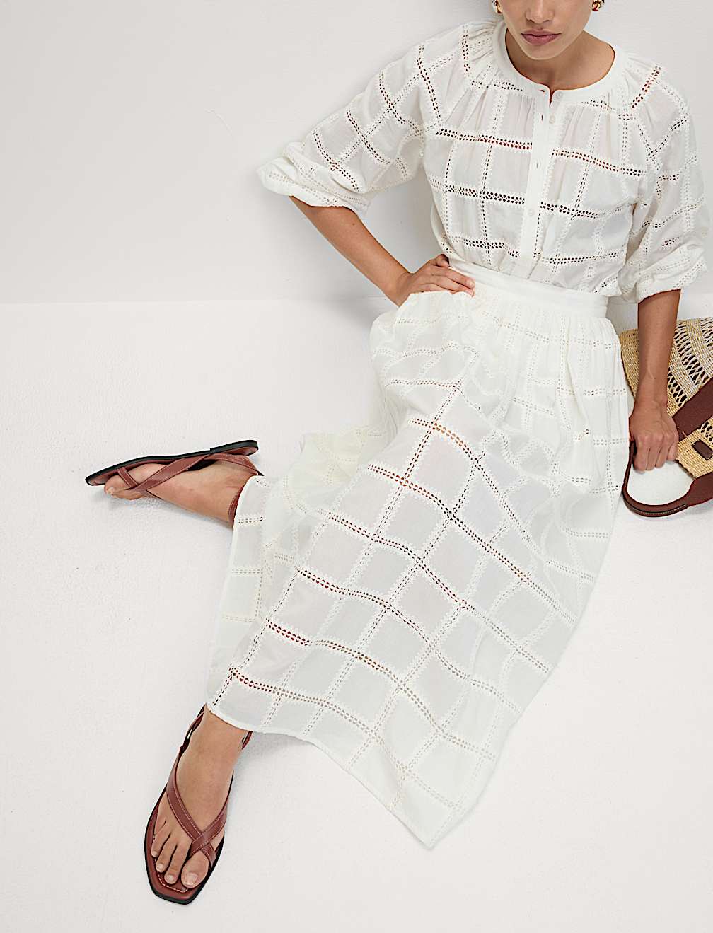 Pure Cotton Broderie Blouse