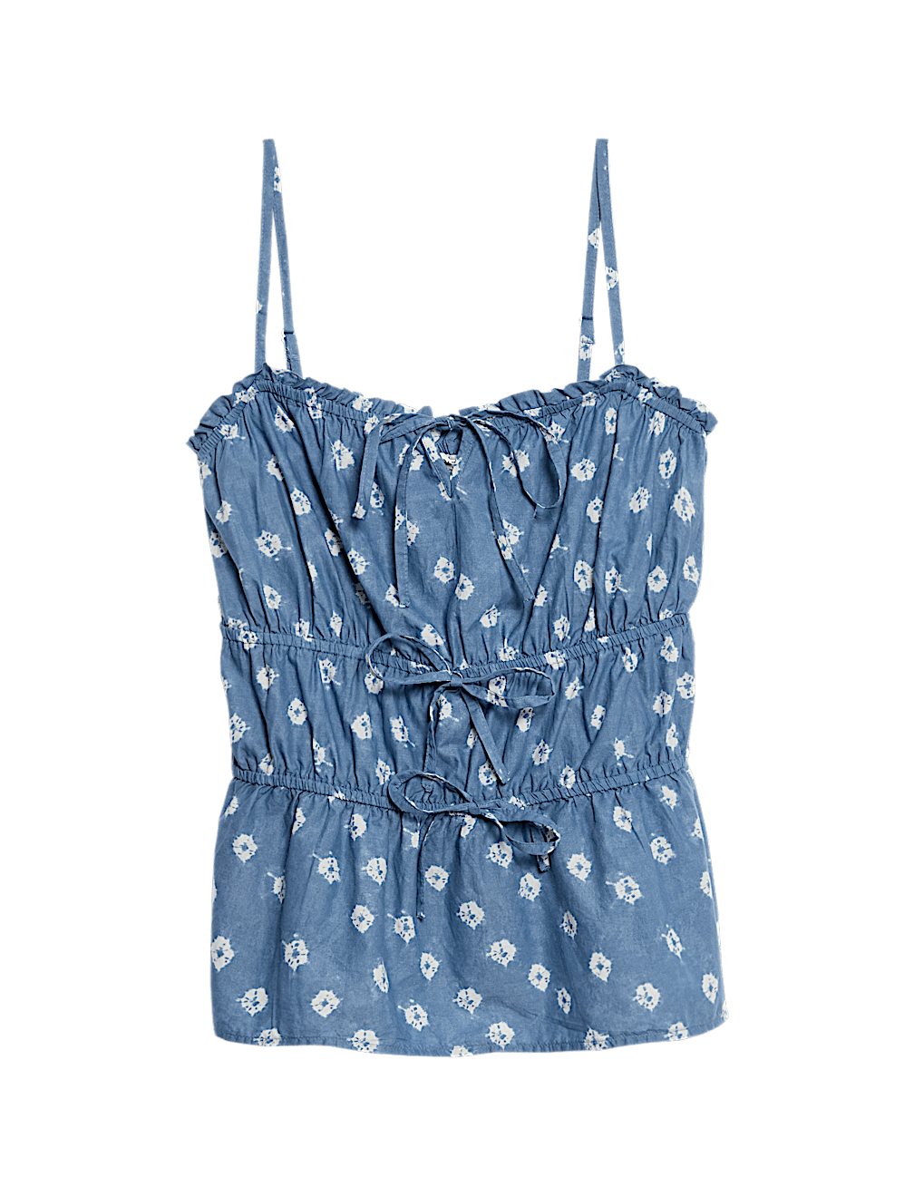 Pure Cotton Floral Tie Front Cami Top