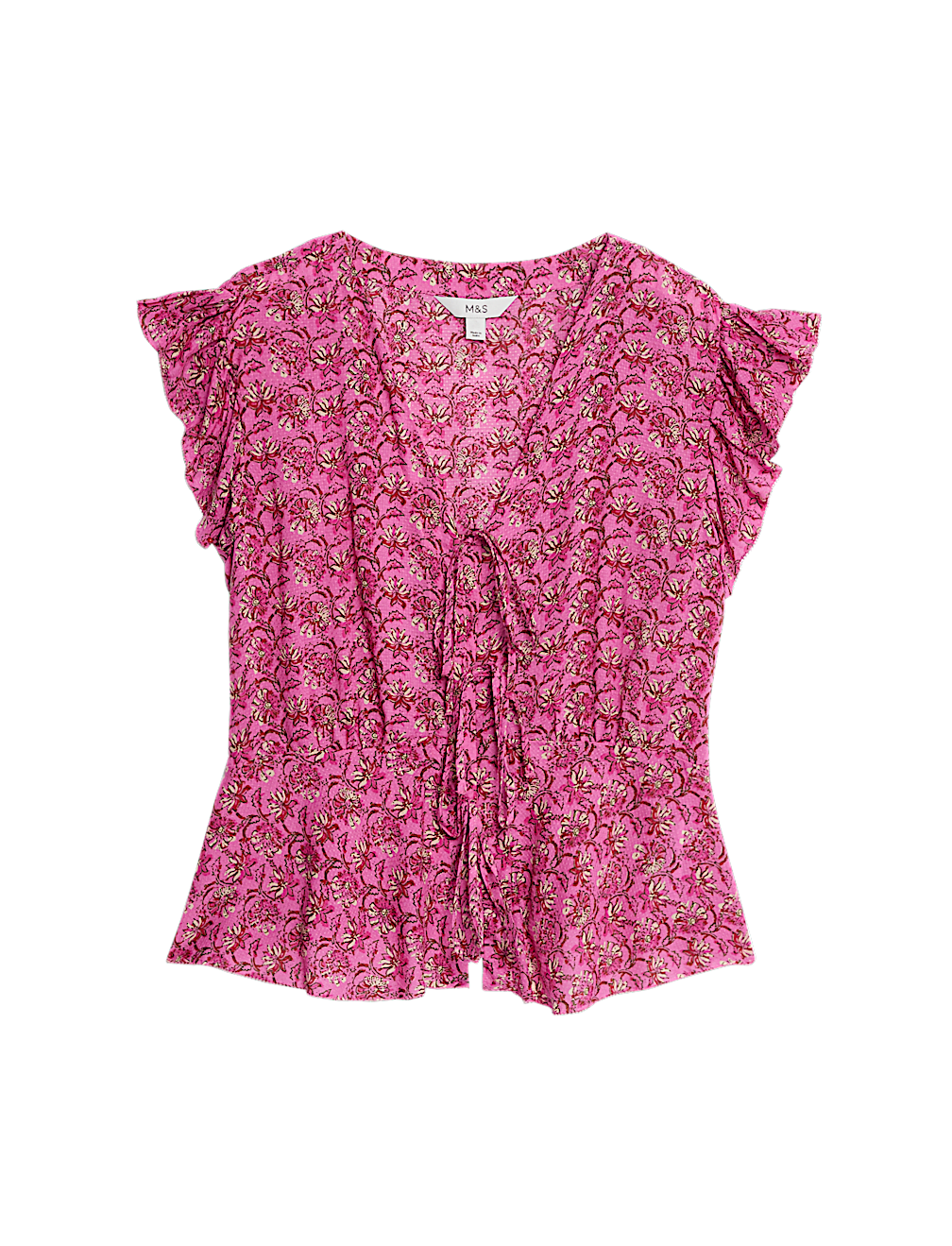 Pure Modal Floral Tie Front Blouse