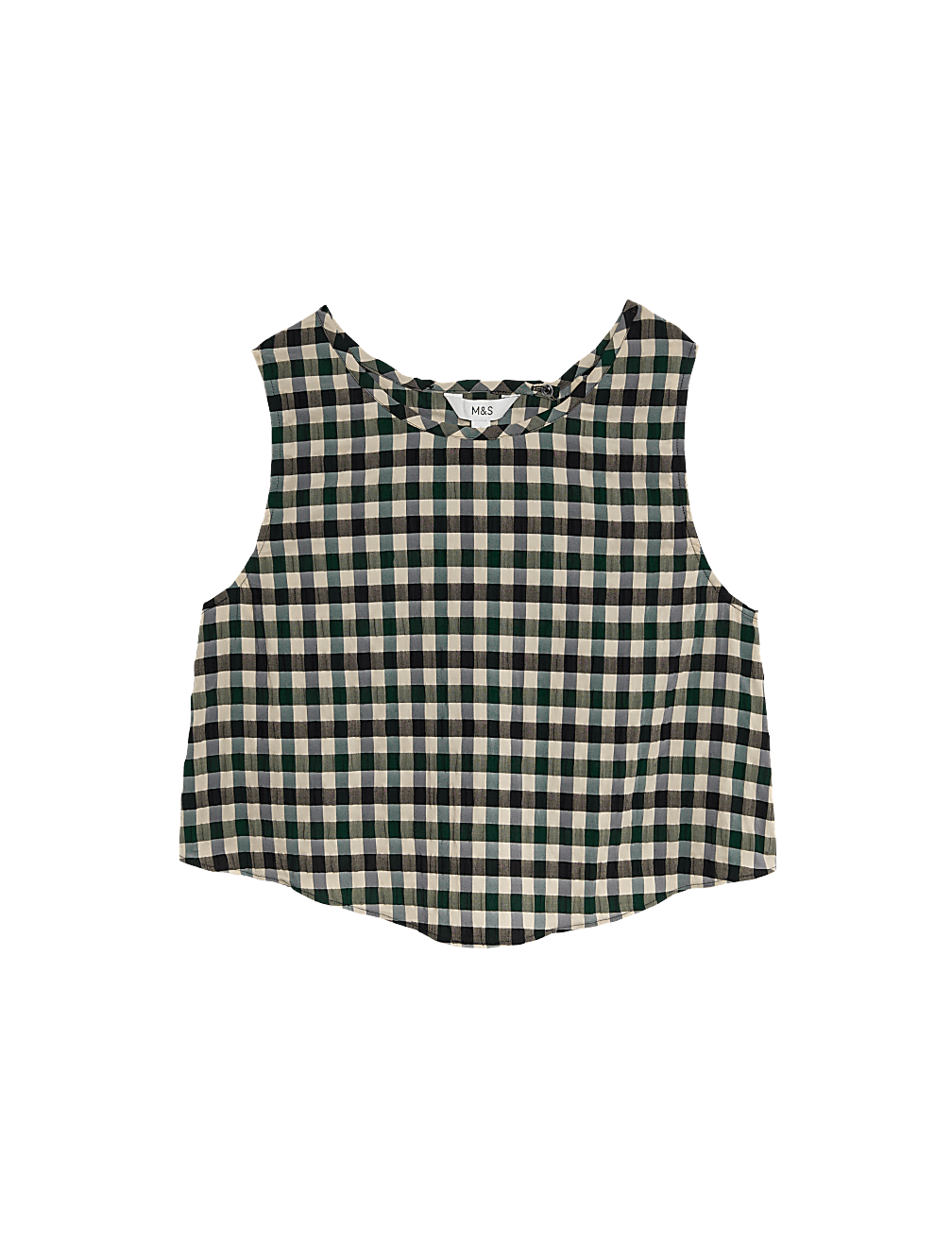 Cotton Blend Checked Top