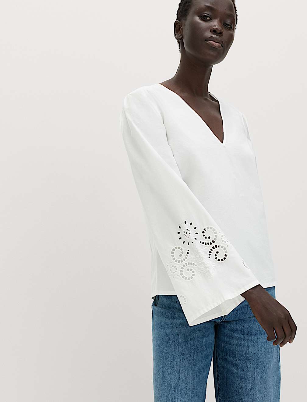 Pure Cotton Cutwork Detail Blouse