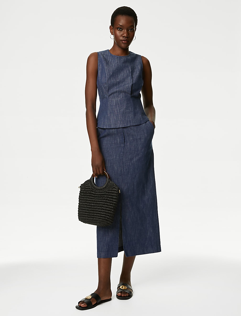 Denim Round Neck Blouse