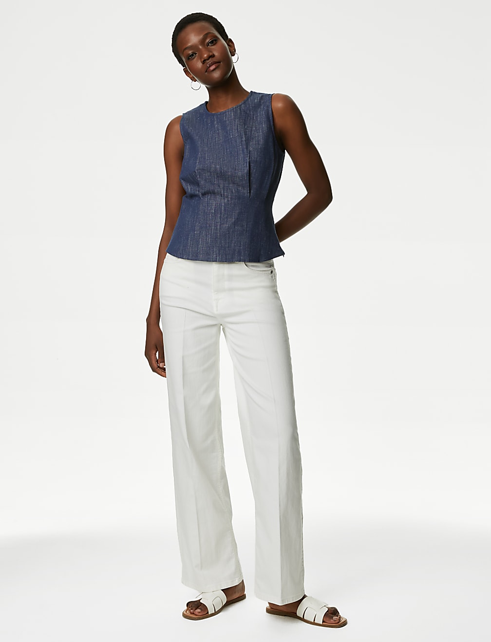 Denim Round Neck Blouse