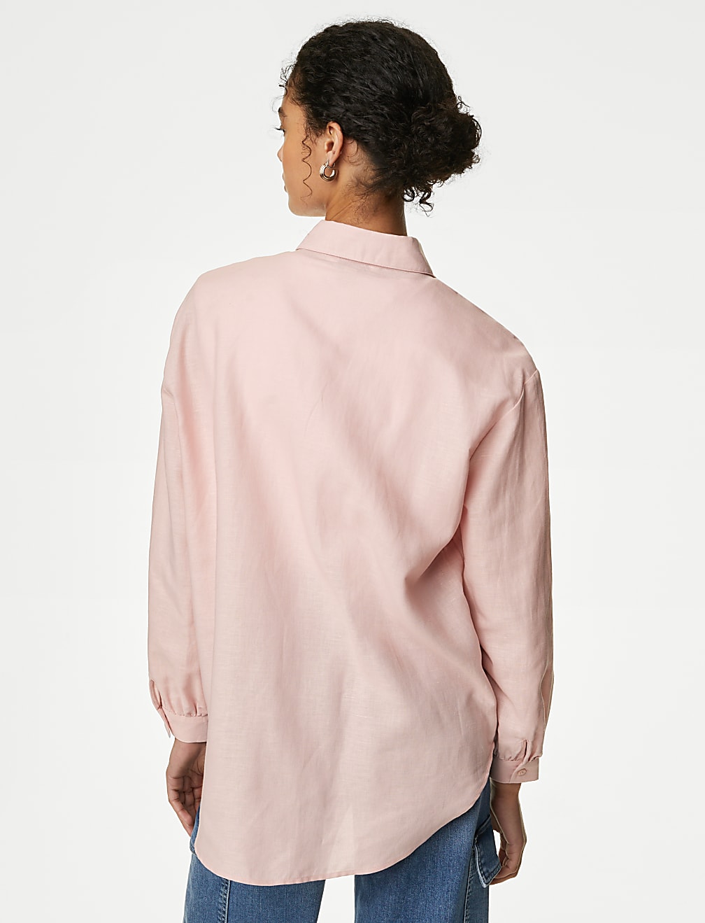 Linen Rich Collared Lace Insert Shirt