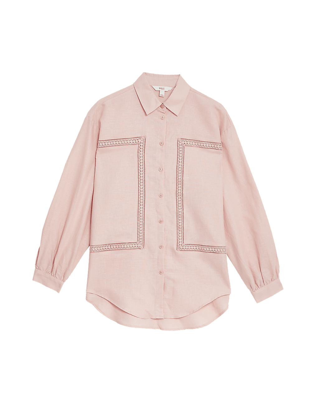 Linen Rich Collared Lace Insert Shirt