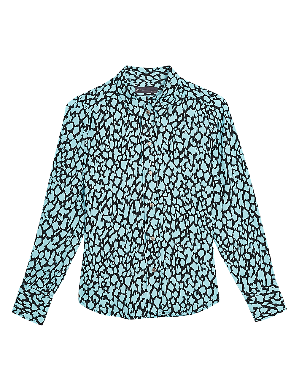 Animal Print Collared Long Sleeve Shirt