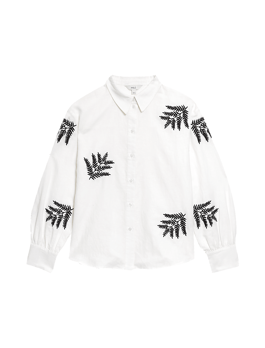 Linen Rich Embroidered Collared Shirt