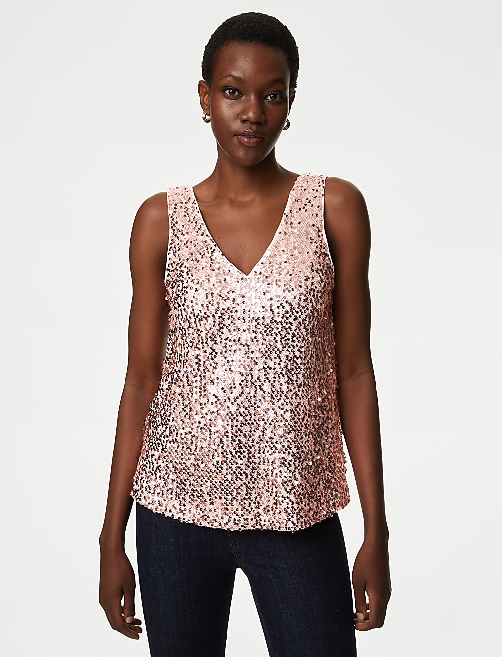 Sequin V-Neck Cami Top