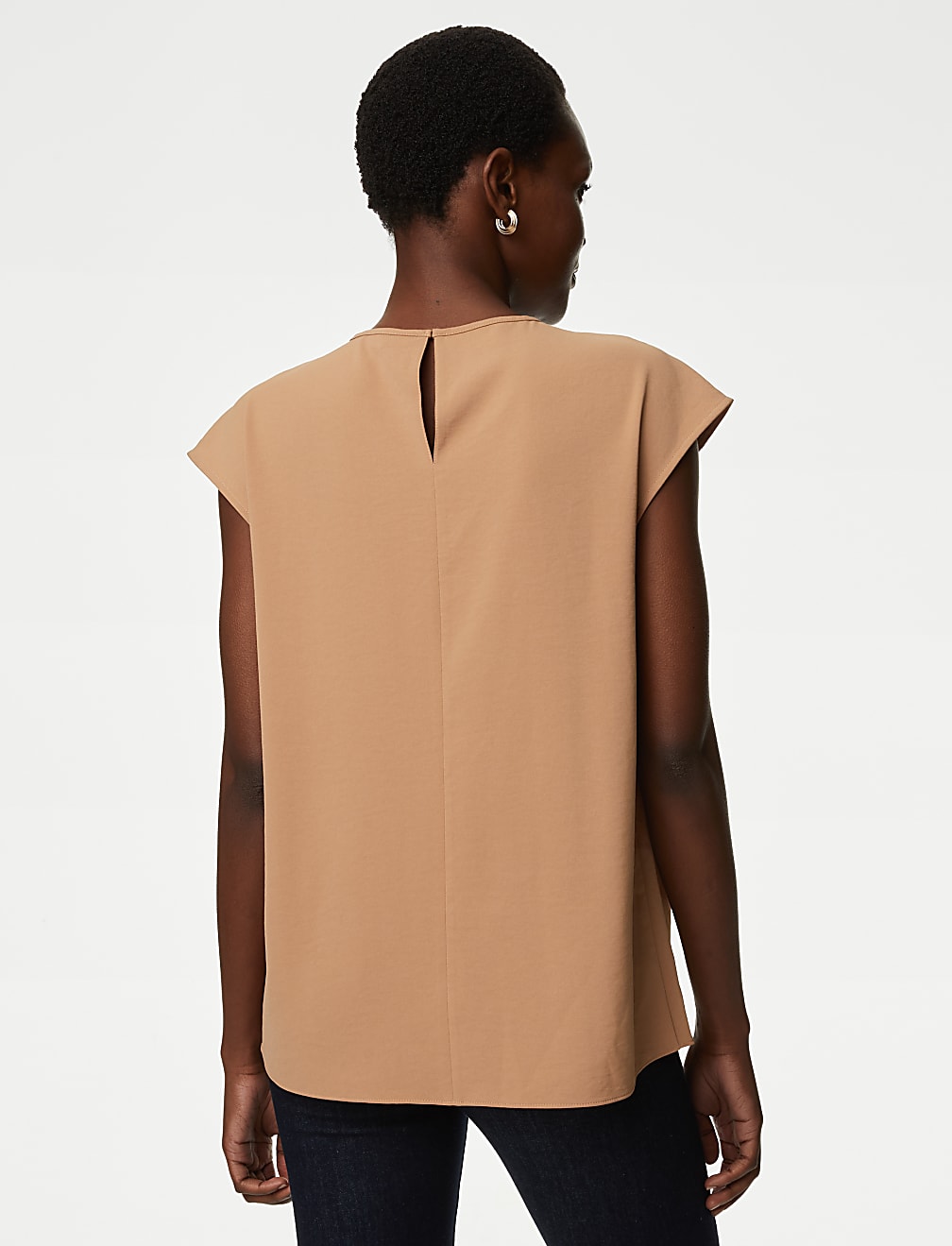 Round Neck Shirred Detail Blouse