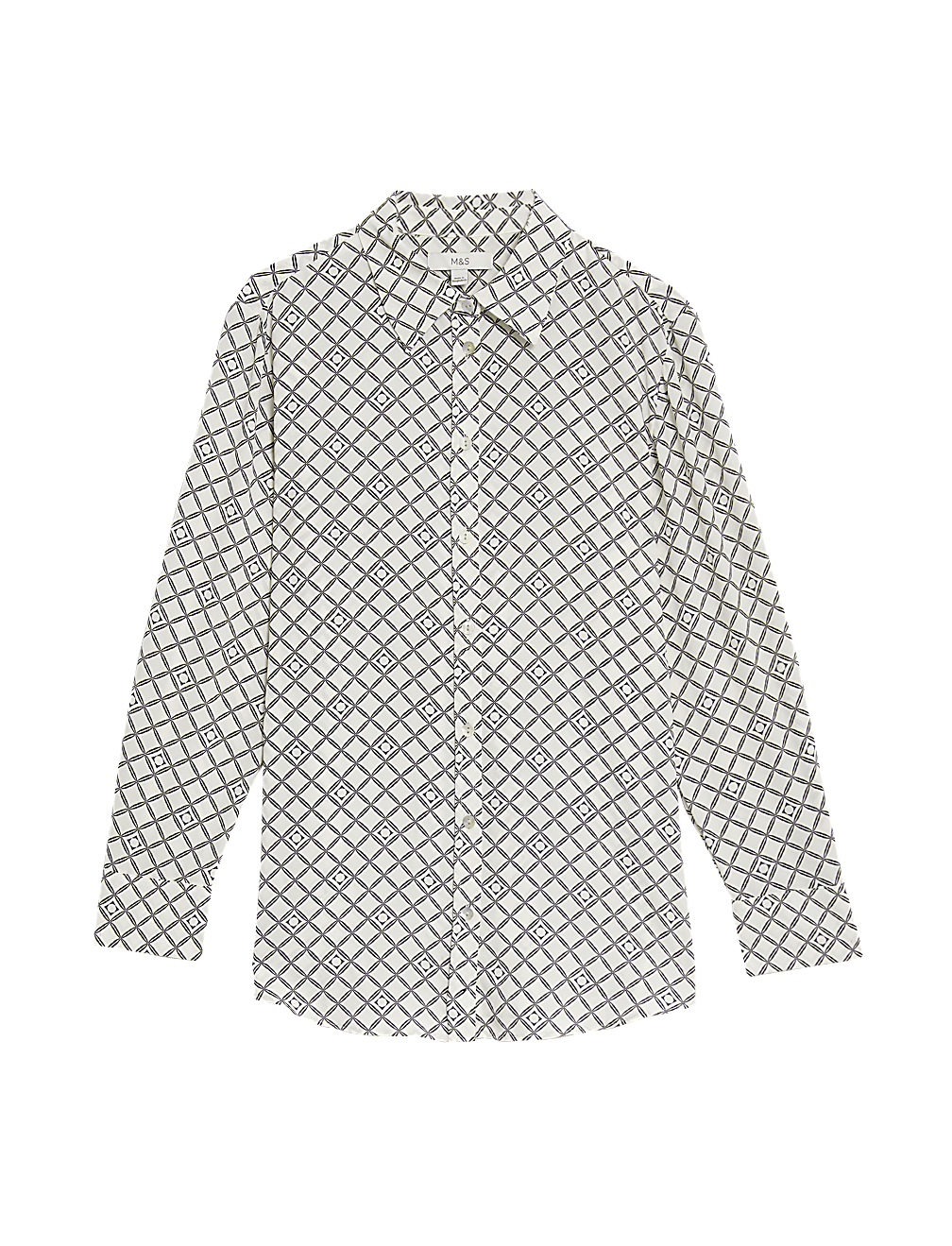 Printed Collared Button Through Blouse