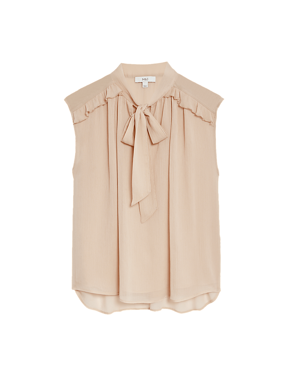 Sheer Tie Neck Frill Detail Blouse