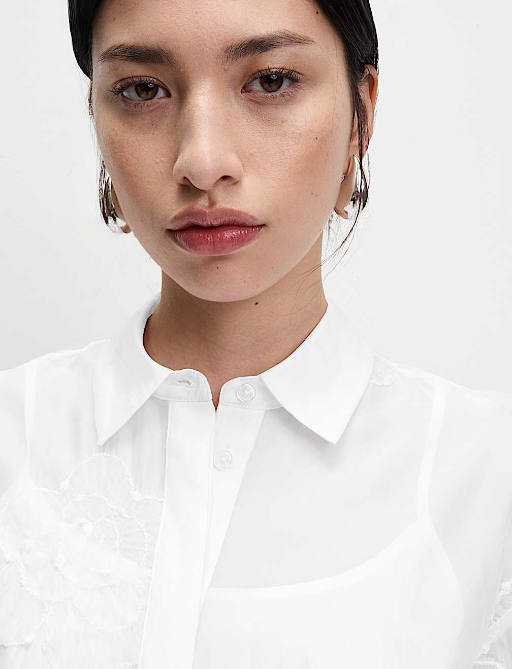 Embroidered Floral Collared Shirt