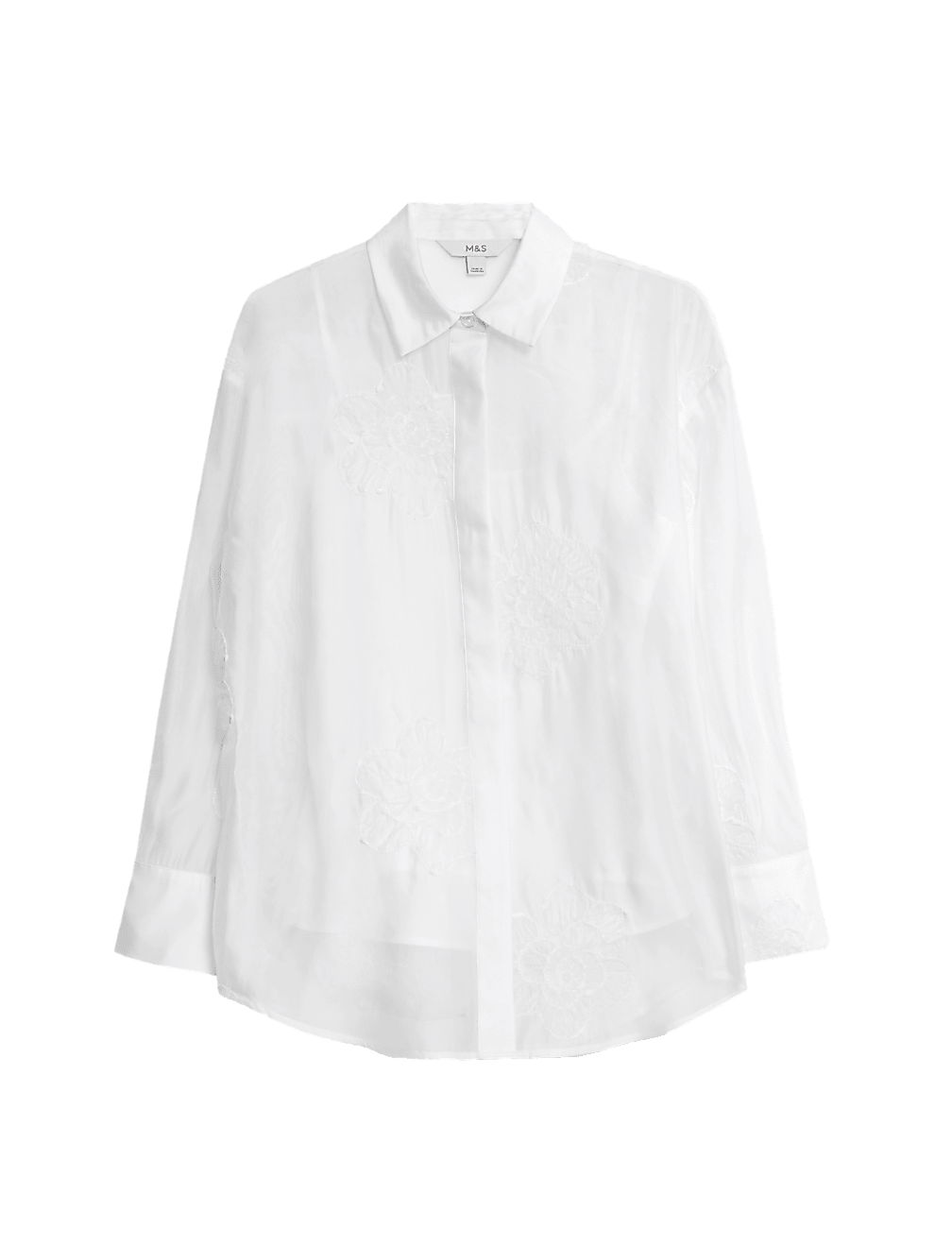 Embroidered Floral Collared Shirt
