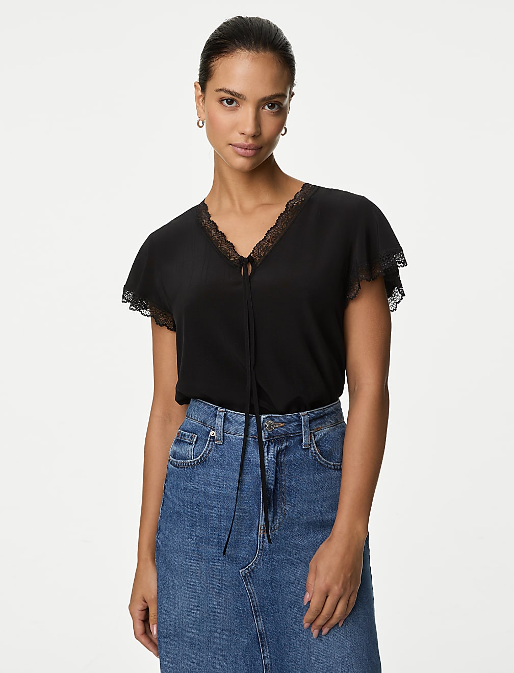 V-Neck Frill Detail Top