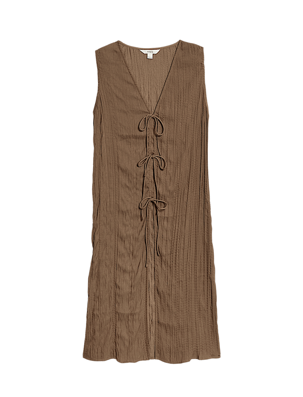 Textured Tie Front Longline Top