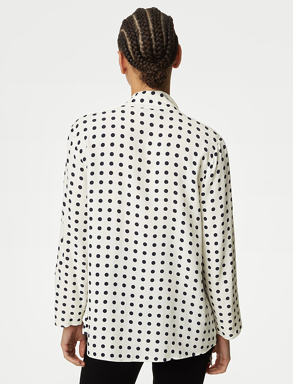 Polka Dot Scarf Neck Blouse