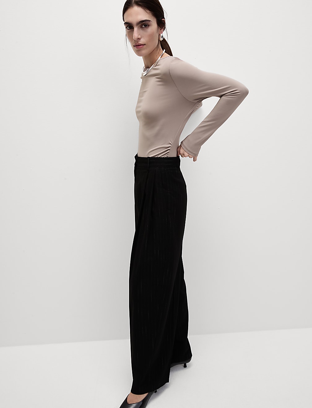 Jersey Shirred Detail Top