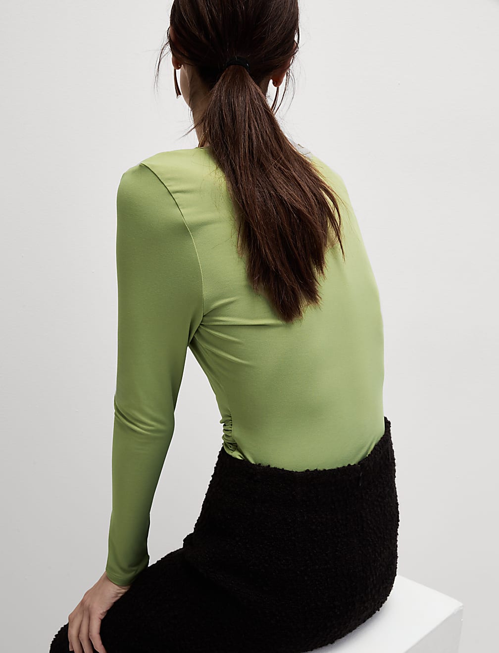 Jersey Shirred Detail Top