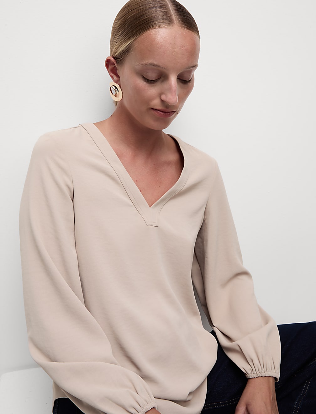 V-Neck Popover Blouse