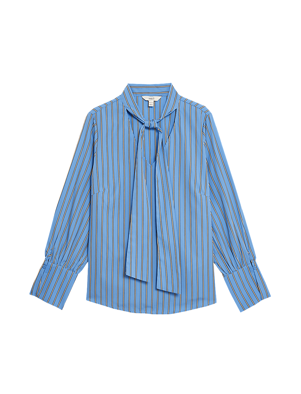 Pure Cotton Striped Tie Neck Shirt