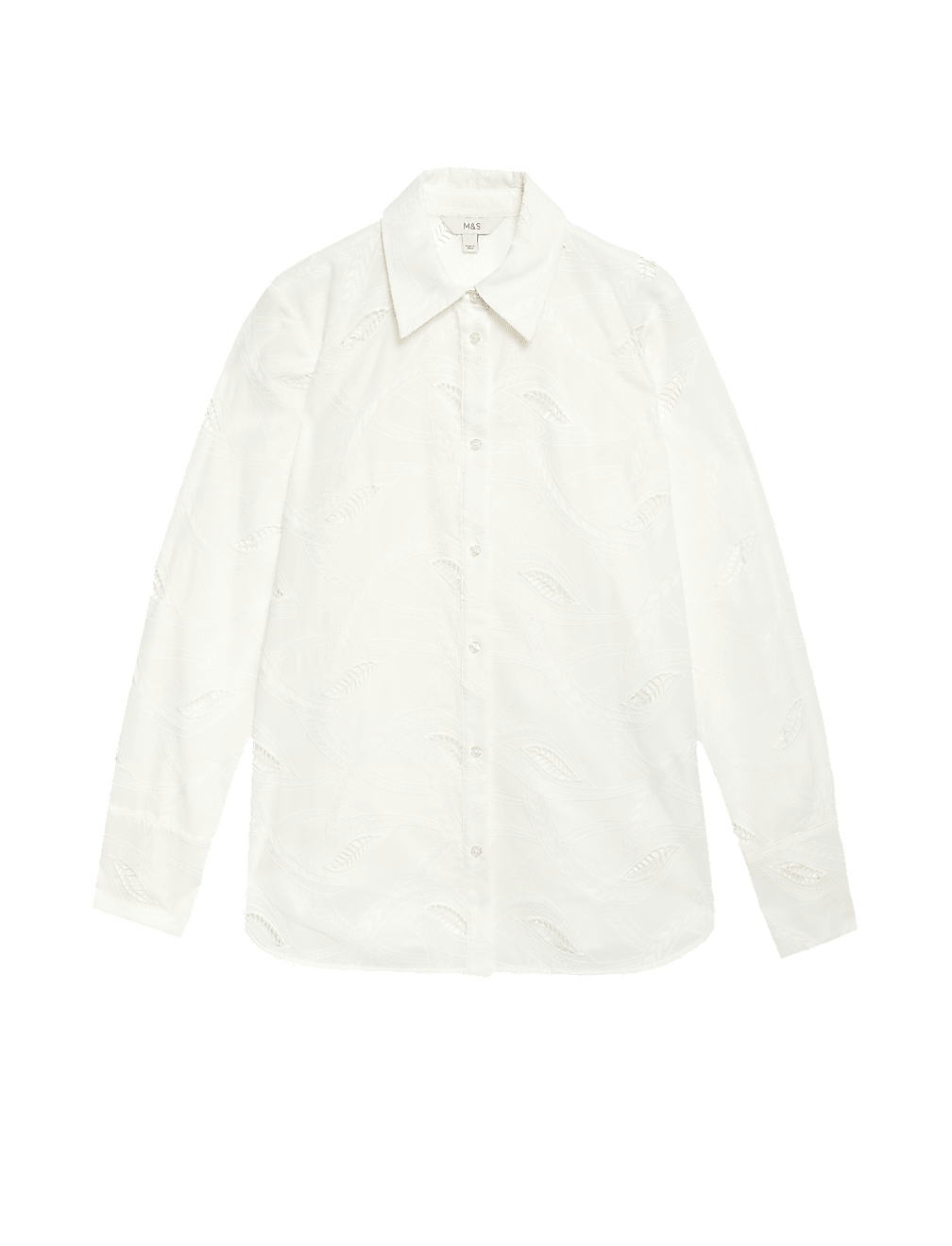 Pure Cotton Broderie Collared Shirt
