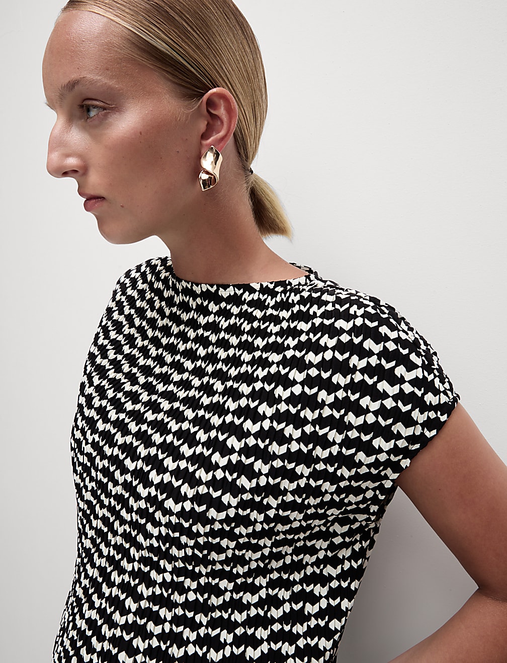 Printed Ribbed Top
