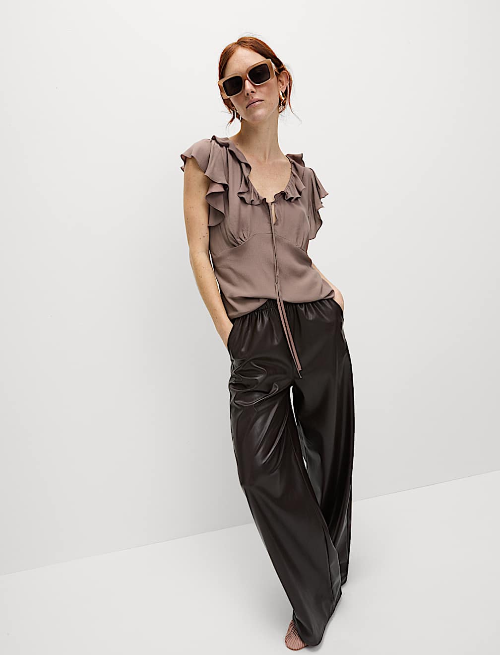 Frill Detail V Neck Top