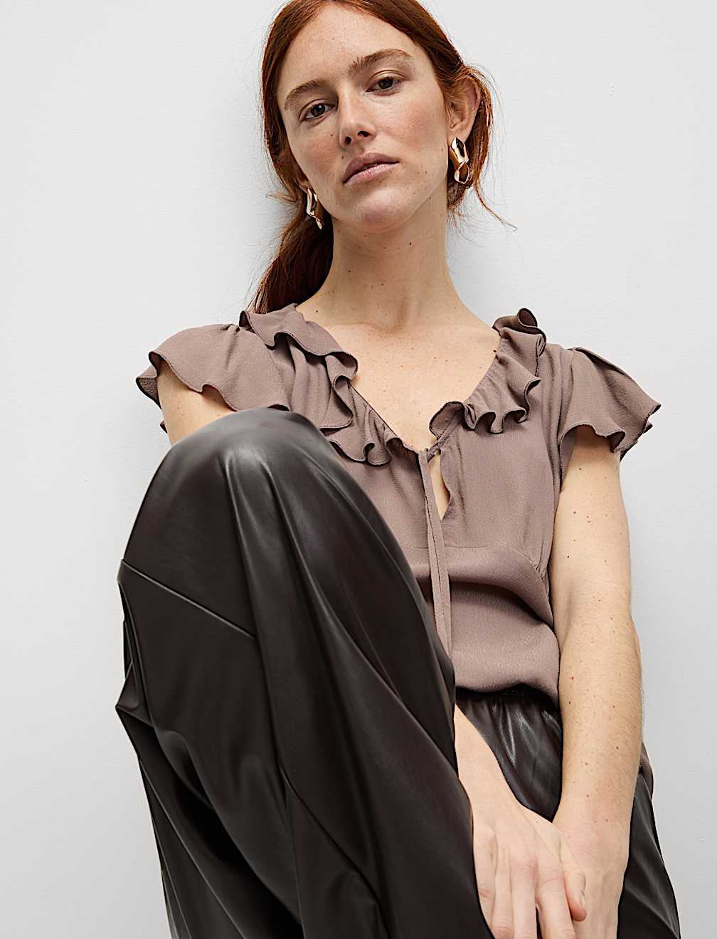 Frill Detail V Neck Top