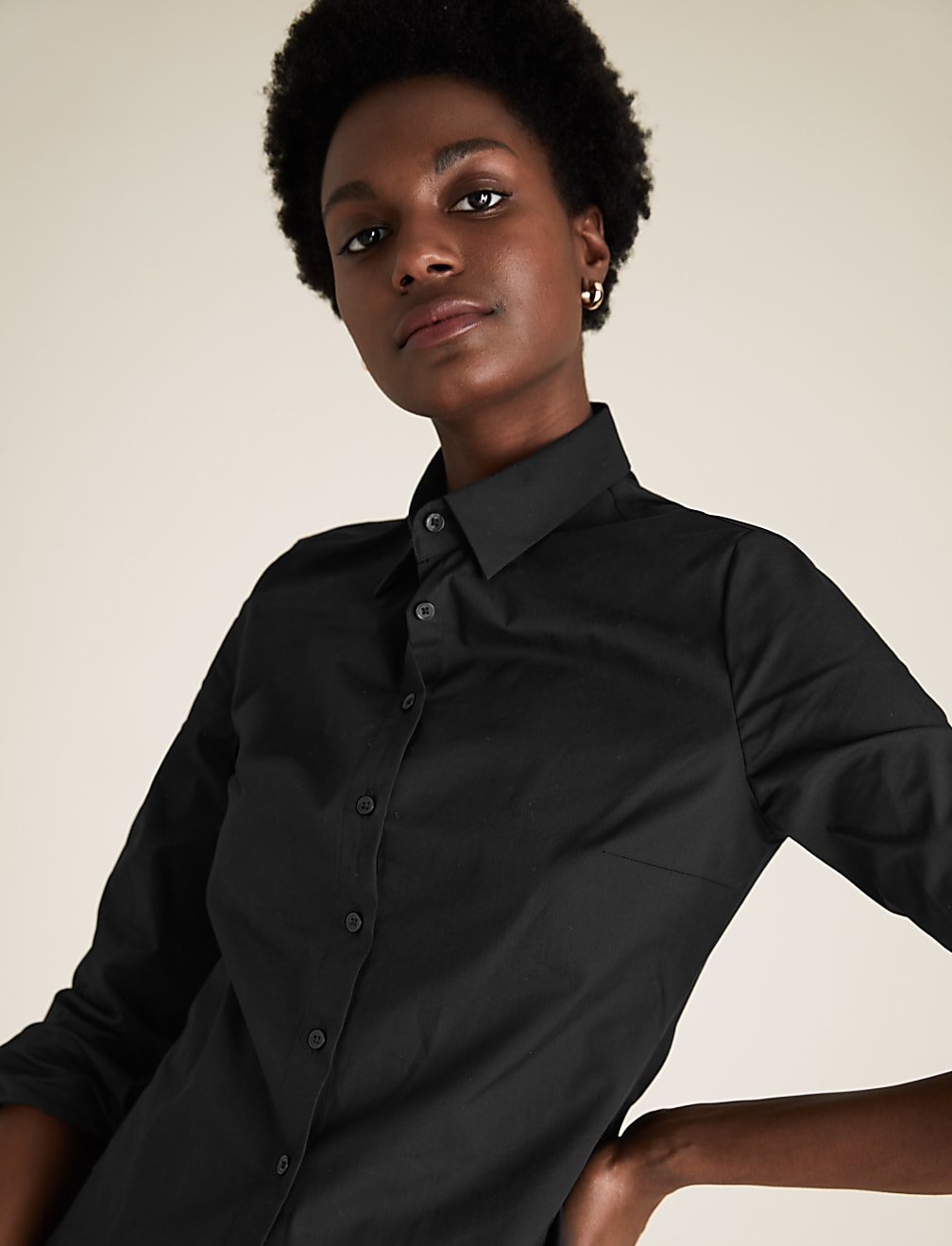 Cotton Rich Fitted Long Sleeve Shirt