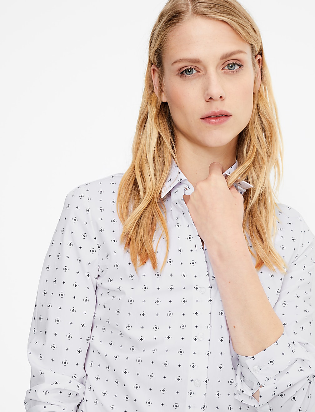 Printed Fitted Long Sleeve Shirt