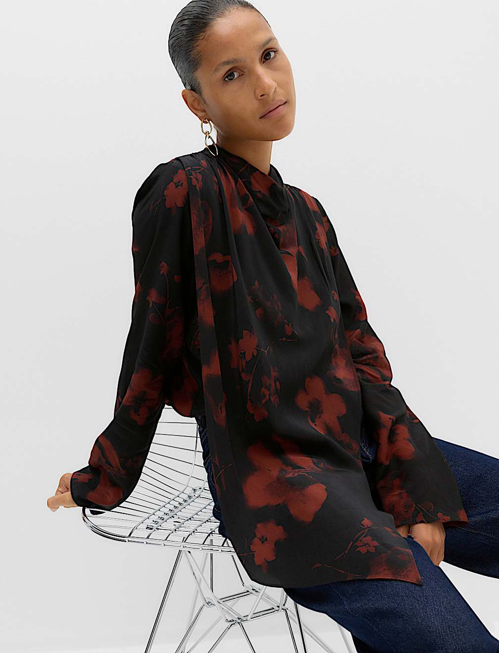 Satin Floral Blouse