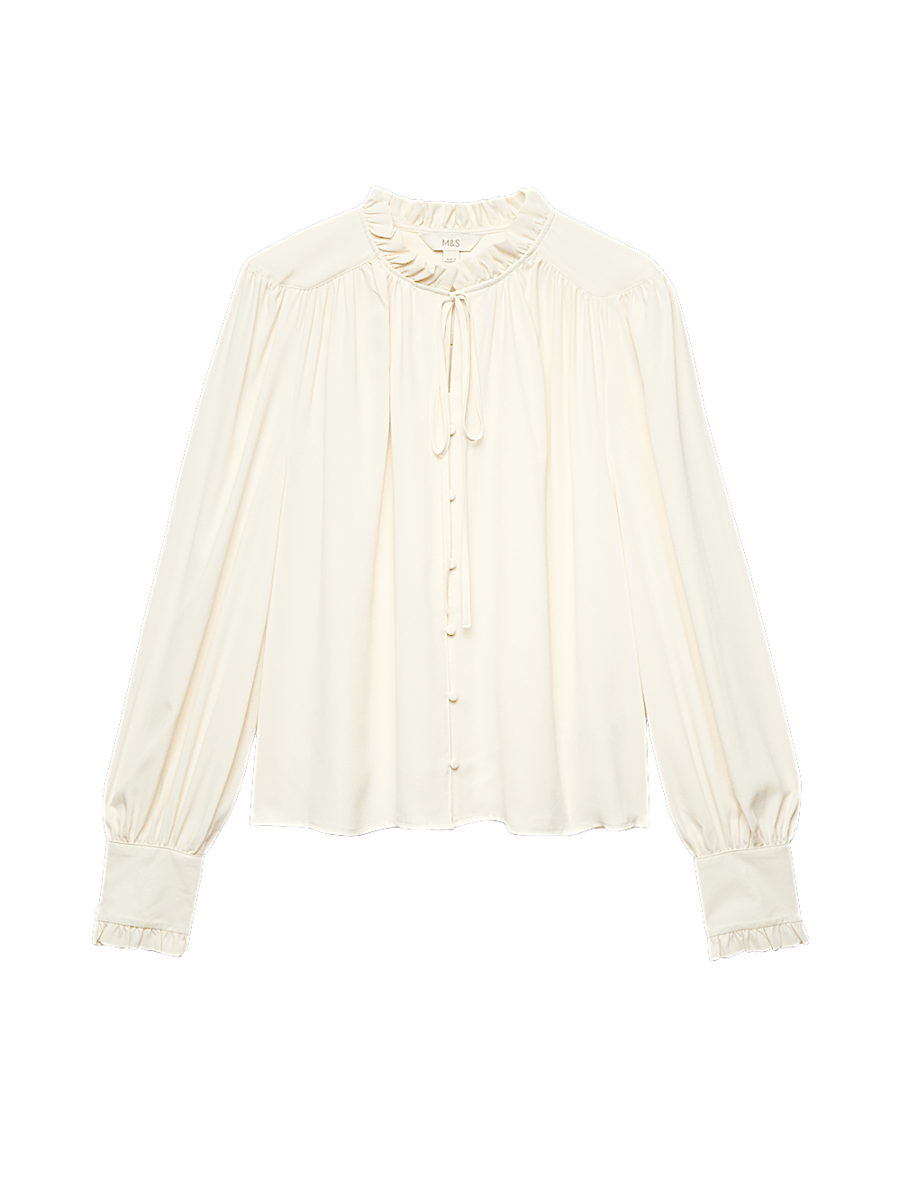Tie Neck Blouson Sleeve Blouse