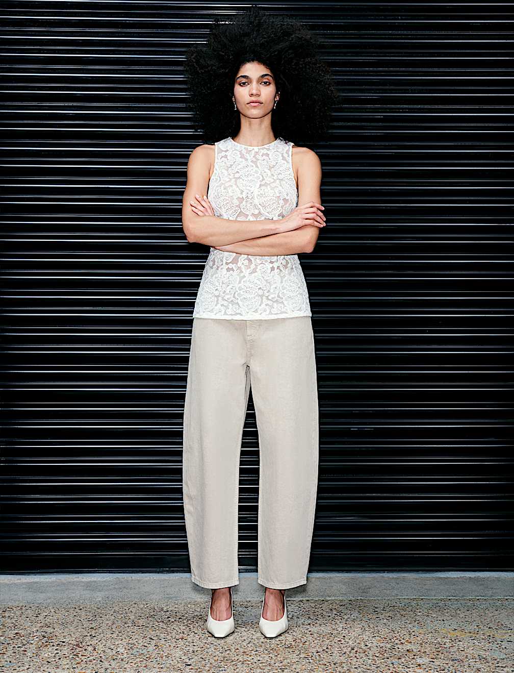 Lace Fitted Tunic Shell Top