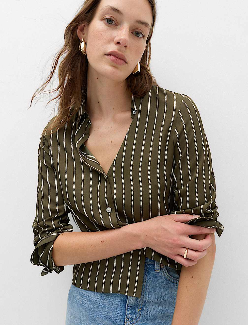 Polka Dot Collared Button Through Shirt
