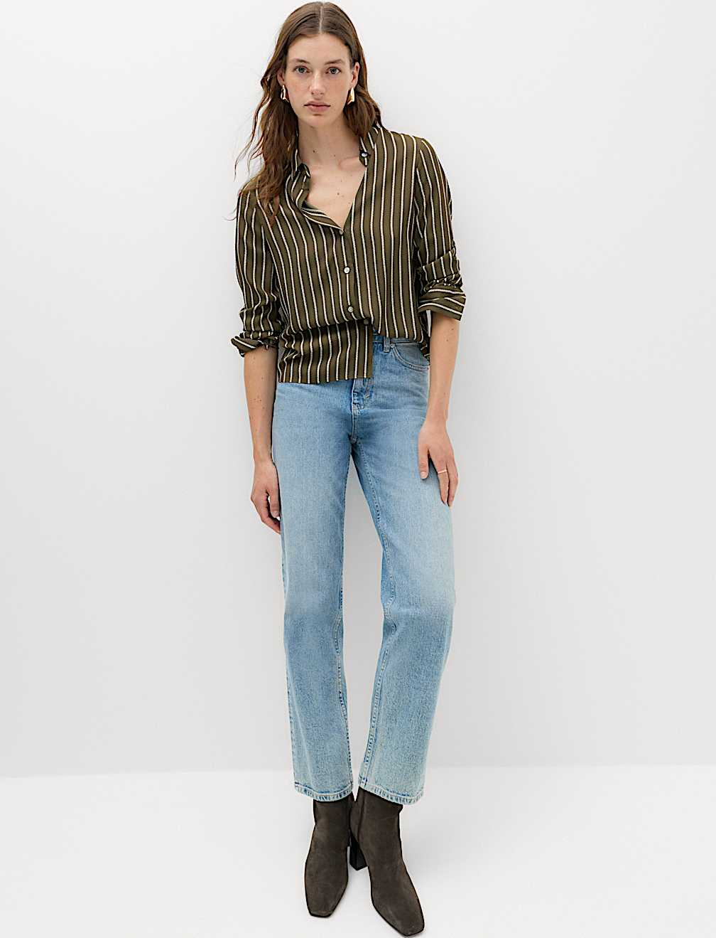 Polka Dot Collared Button Through Shirt