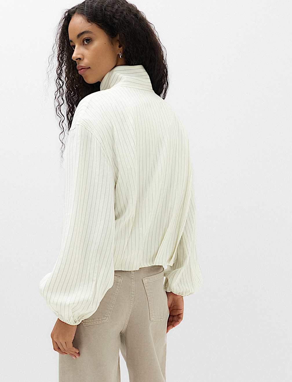 Pinstripe Funnel Neck Shirt