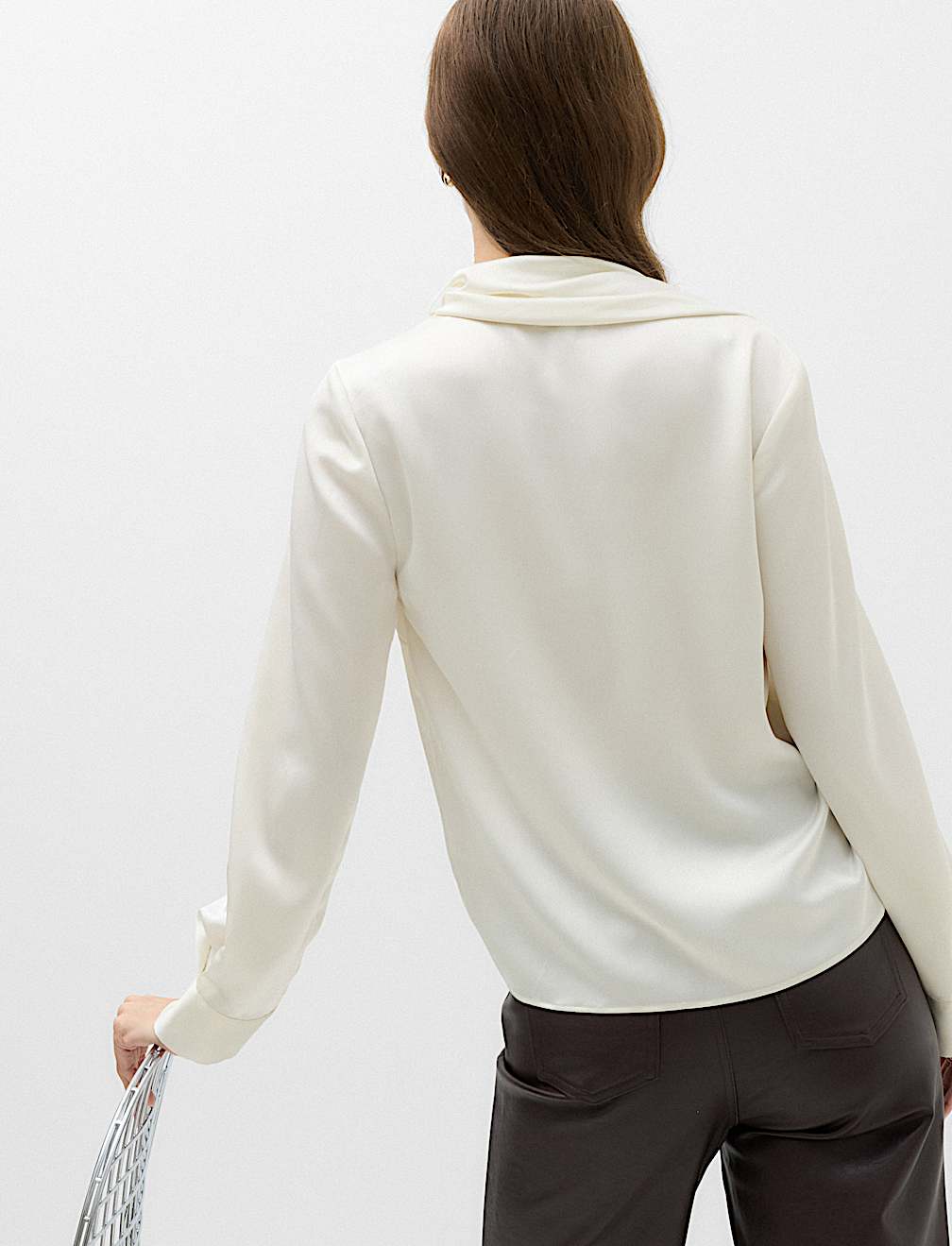 Satin Scarf Neck Blouse